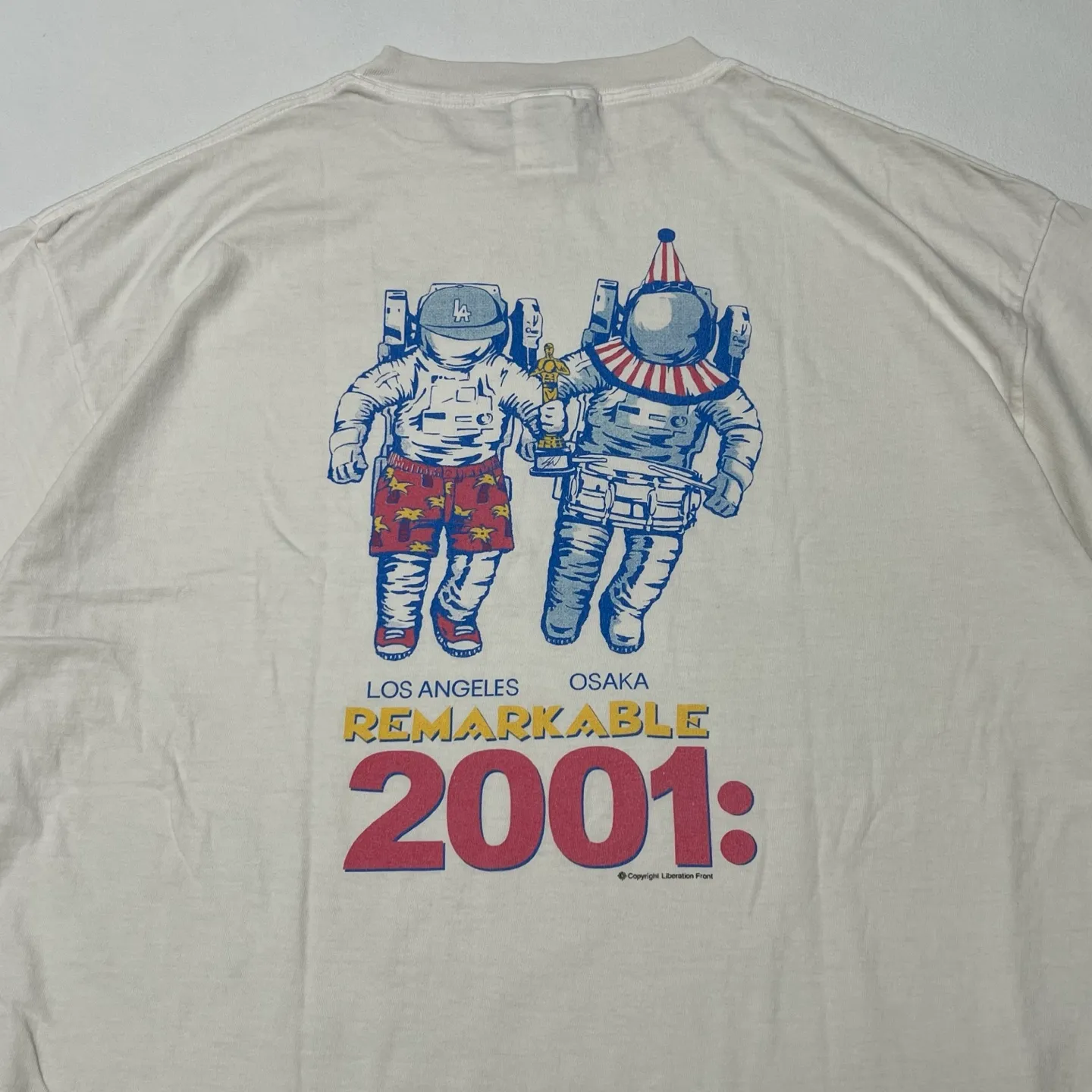 SAINT Mxxxxxx × Sean Wotherspoon SW_SS TEE/ASTRO/WHT SW joint retro enzyme-washed old tee Astronaut distressed short-sleeved off-white S-XL Correct version Customized SW joint wash water label Original development Production without looking at pictures Printing pixel level restoration Handmade acrylic ready-made clothing graffiti ink